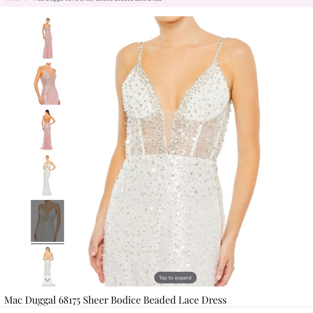 Mac Duggal white Sequin Gown with Train NWOT Size 6 - Picture 6 of 12